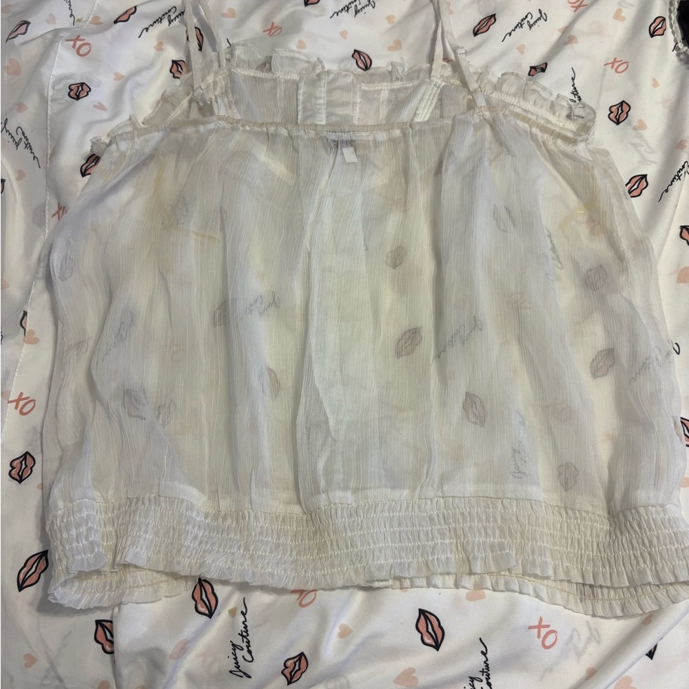 Women's White Ruffled Top - Picture 2 of 2